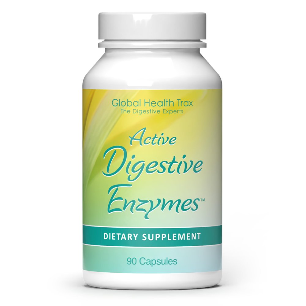 Global Health Trax - Active Digestive Enzymes Supplement, 90 Capsules - Comprehensive Digestive Support with Enzymes to Promote Healthy Digestion for Men and Women