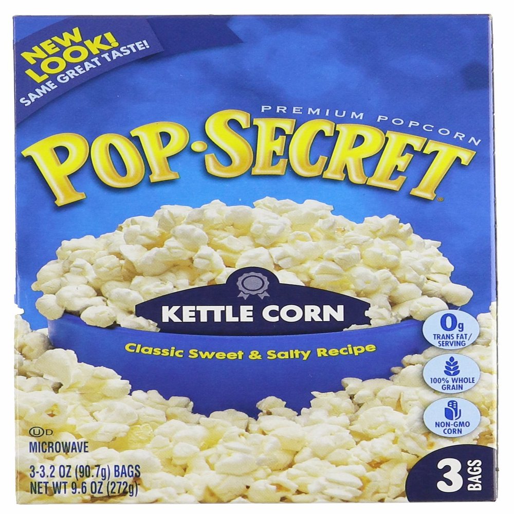 Pop Secret Popcorn, Kettle Corn, 3.2 Ounce Microwave Bags, 3 Count Box