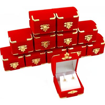 12 Red Velour Earring Gift Boxes Jewelry Case Display