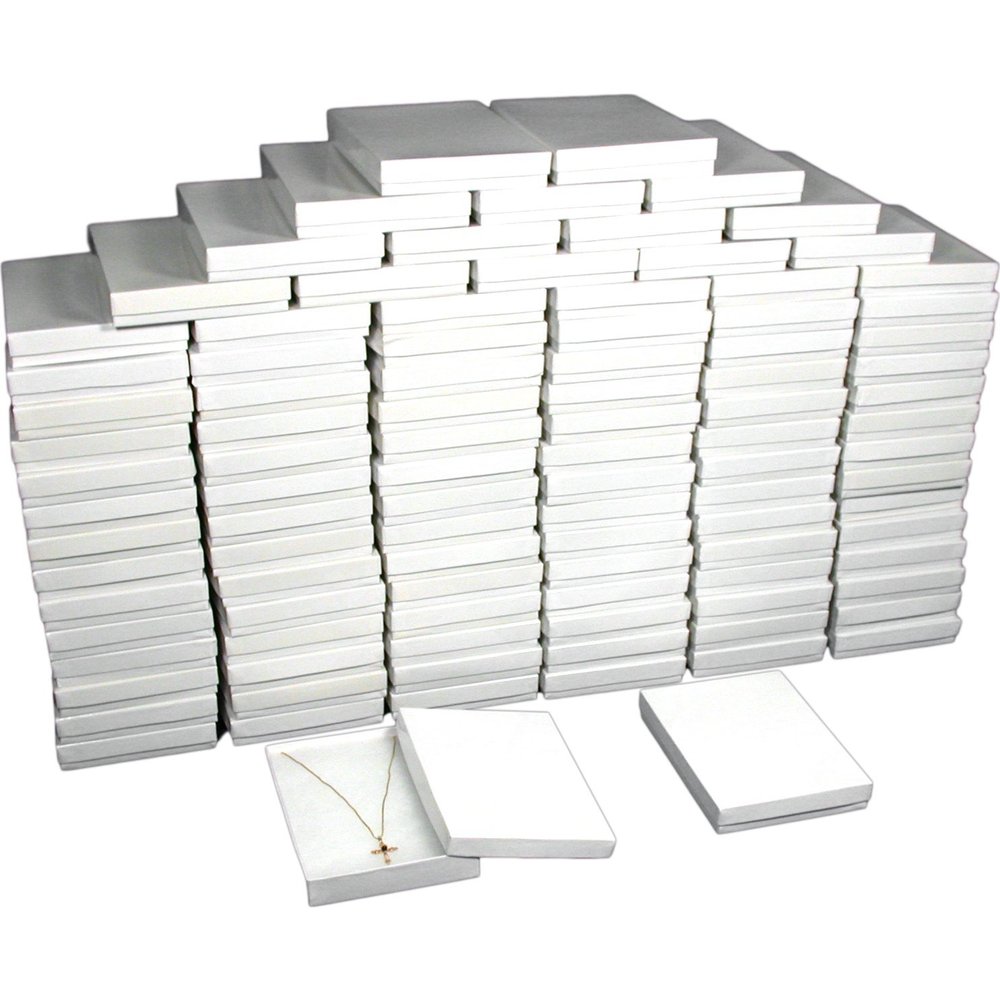 100 White Necklace Pendant Jewelry Gift Boxes 7 1/8"