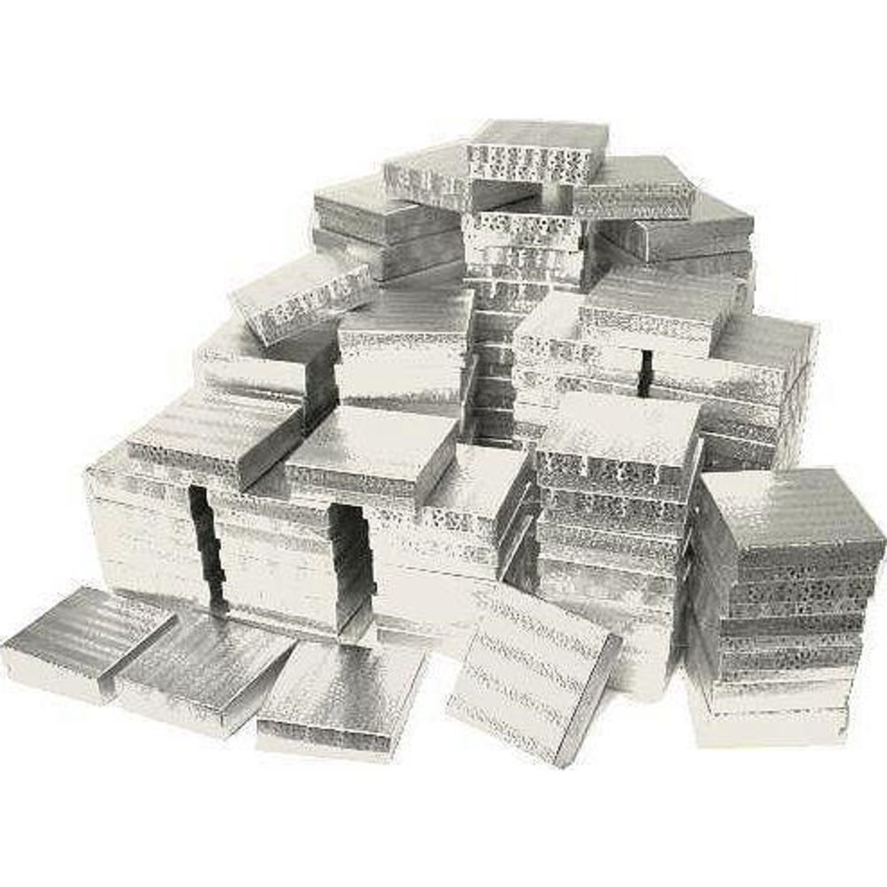 100 Silver Cotton Boxes Watch Bracelet Chain Jewelry 3.5"