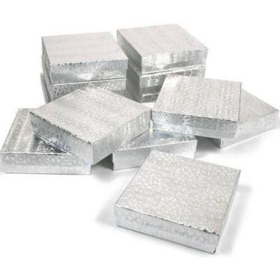 12 Silver Cotton Boxes Watch Bracelet Chain Jewelry 3.5"