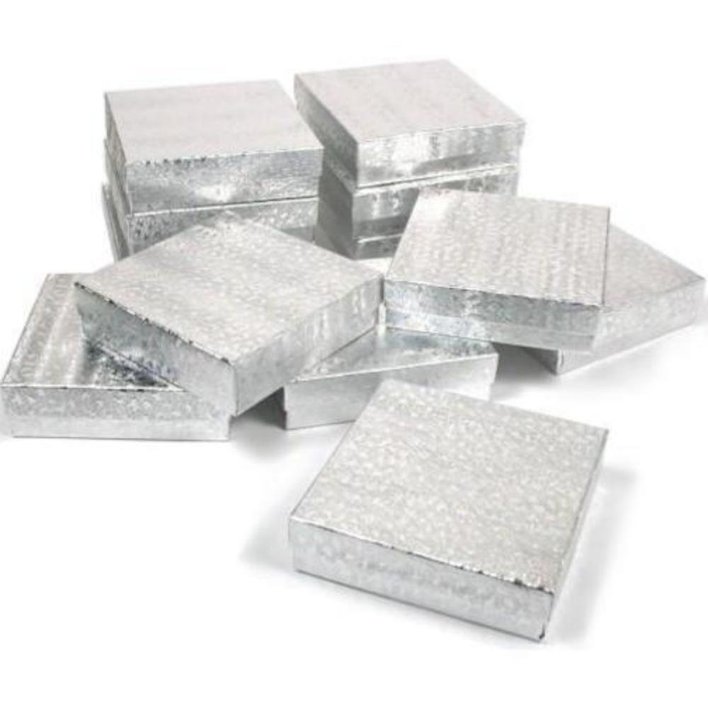 12 Silver Cotton Boxes Watch Bracelet Chain Jewelry 3.5"