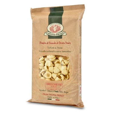 Rustichella d'Abruzzo Orecchiette - 500g Heritage Italian Wheat Pasta with Sweet Malty Flavor - Ideal for Broccoli Rabe & Meat Rag - Durum Wheat from Abruzzo, Italy
