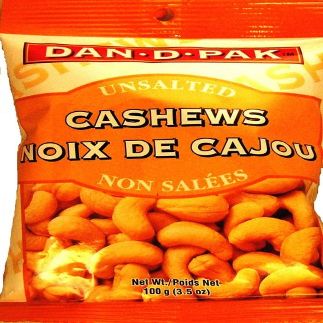 Dan-D-Pak Whole Cashews, Unsalted, 3.5-Ounce Bags (Pack of 12)