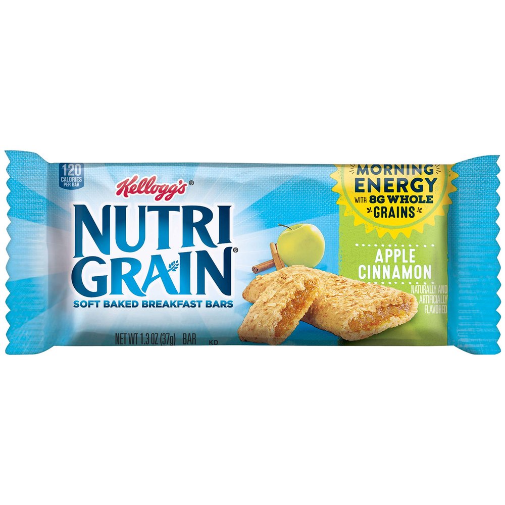Kellogg's Nutri-Grain, Soft Baked Breakfast Bars, Apple Cinnamon, Made with Whole Grain, 20.8 oz (Pack of 3, 48 bars)
