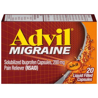 Advil Migraine Headache Relief, Ibuprofen Capsules with Ibuprofen 200mg for Migraine Relief, Nausea Relief and Light Sensitivity Relief - 20 Liquid Filled Capsules