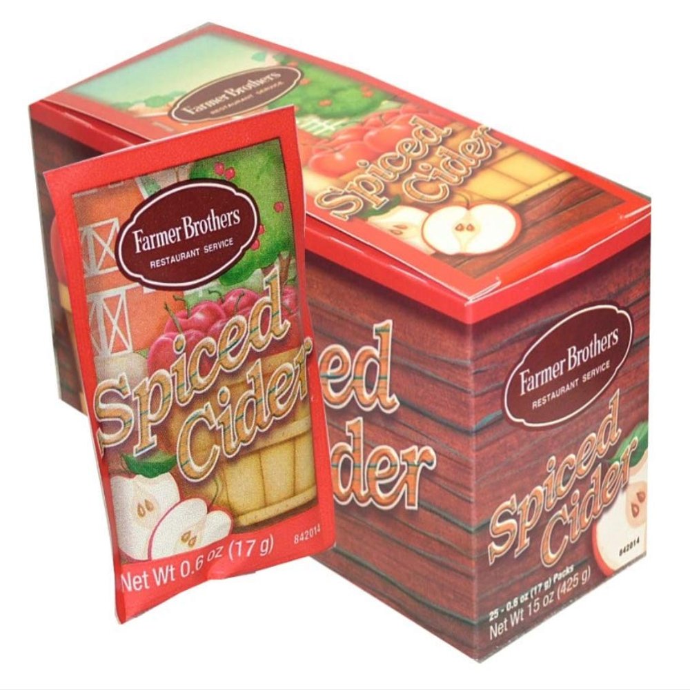 Farmer Brothers Instant Apple Spiced Cider Packets 25 Single-Serve Drink Mix Packets for Hot or Iced Cider, Delicious Spiced Apple Flavor, Easy Mix Beverage for Home, Office & Events