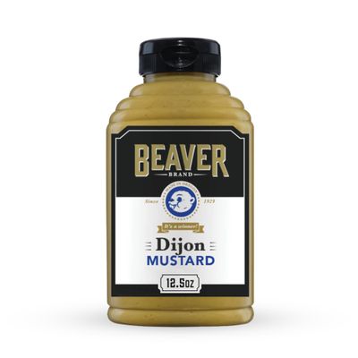 Beaver Brand Hot Dijon Mustard 12.5 oz, Spicy Bold French Mustard made with White Wine
