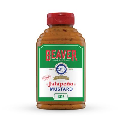 Beaver Brand Extra Hot Jalapeo Mustard, Spicy Mustard with Jalapeo and Cayenne, 13 oz Squeeze Bottle