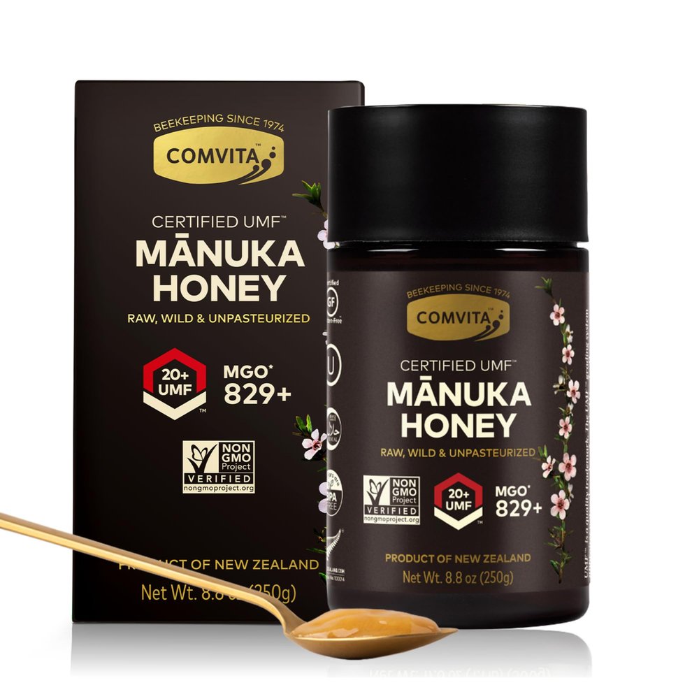 Comvita Manuka Honey UMF 20+ (MGO 829+) - Raw Manuka Honey New Zealand, Pure & Unpasteurized, Superfood for Immune Health, Use in Tea, Wild, Monofloral, Non-GMO - 250g (8.8 oz)