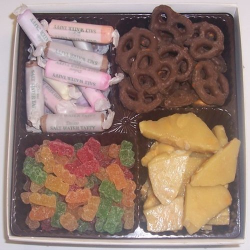 Scott's Cakes Large 4-Pack Peanut Brittle, Dark Pretzels, Salt Water Taffy, & Sour Gummie Bears