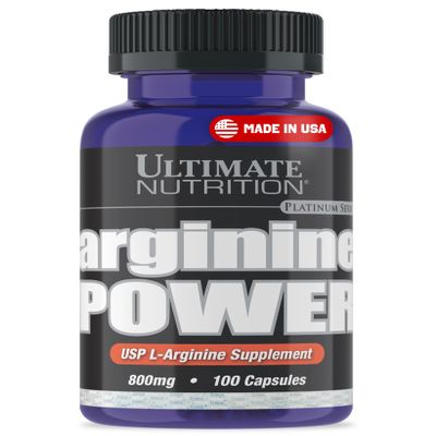 Ultimate Nutrition Arginine Power Supplement for Men & Women - Amino Acid Supplement with 800mg of L-Arginine for Nitric Oxide Production, Bodybuilding, Performance & Muscle Growth - 100 Capsules