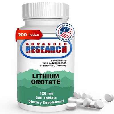 NCI Advanced Research Dr. Hans Nieper Lithium Orotate 5mg, 200 Count, Lab Tested, Non-GMO, Gluten Free, Vegan Friendly, Supports Brain Health