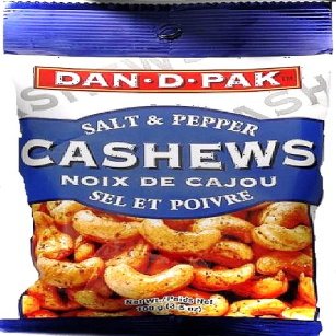 Dan-D-Pak Salt & Pepper Cashews, 3.5-Ounce Bags (Pack of 12)