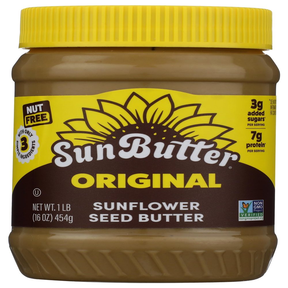 SunButter Original Sunflower Seed Butter, 16 oz Nut-Free Spread with 7g Plant-Based Protein, Roasted Rich & Savory Flavor, Smooth Texture | Vegan, Kosher & Non-GMO