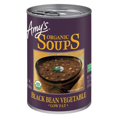 Amys Soup, Vegan Black Bean Vegetable Soup, Low Fat, Gluten Free, Made With Organic Vegetables, Canned Soup, 14.5 Oz