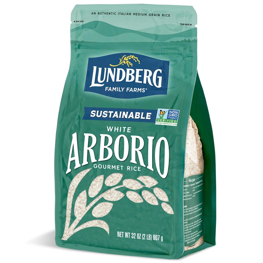 Lundberg White Arborio Rice - Short-Grain White Rice, Creamy Texture for Making Risotto, Rice Pudding, Healthy Food Recipes, Vegan Food, Gluten-Free Rice Grown in California, 32 Oz