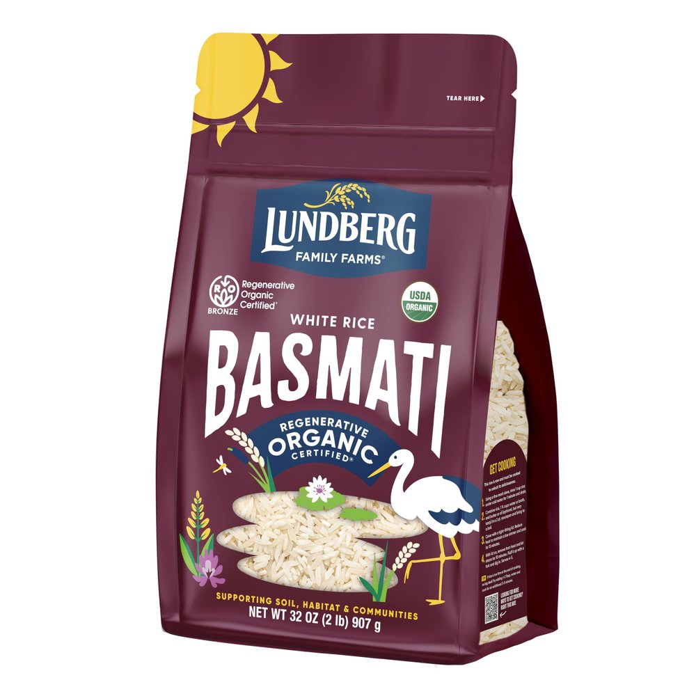 Lundberg Basmati Rice, Organic Long Grain White Rice - Non-Sticky, Fluffy Aromatic Rice, Vegan Food, Healthy Meals, Gluten-Free Rice Grown in California, 32 Oz