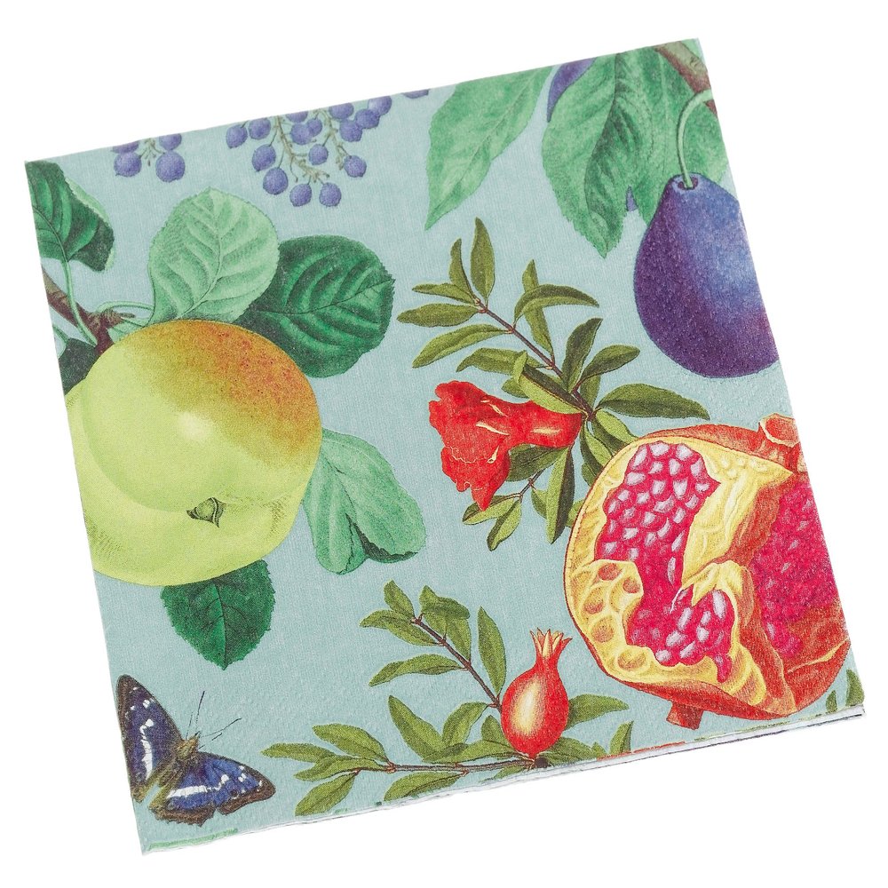 Entertaining with Caspari Royal Orchard 2 Paper Lunch Napkin Package, Blue