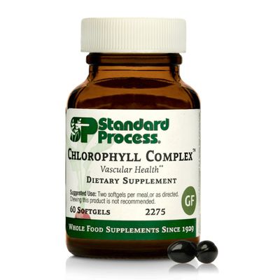 Standard Process Inc. Chlorophyll Complex - Immune Support, Antioxidant Activity, Skin Health and Hair Health Support with Vitamin A, Sunflower Lecithin, Buckwheat, Spanish Moss - 60 Softgels