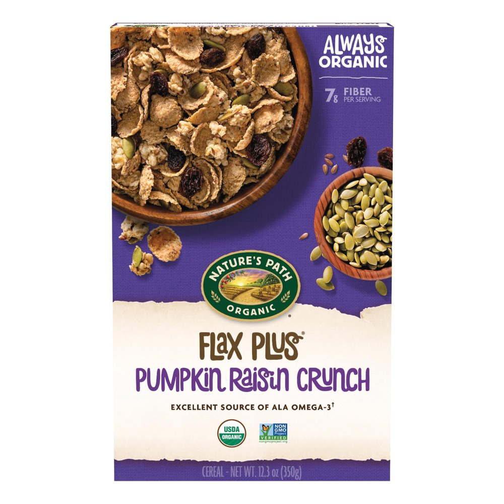 Nature's Path Organic Flax Plus Pumpkin Raisin Crunch Cereal, 12.3 oz (Pack of 1), Non-GMO