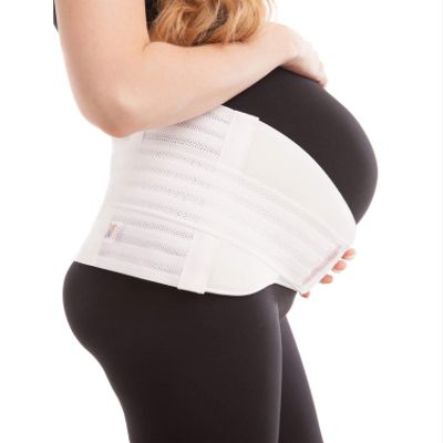 GABRIALLA Pregnancy Belly Band - Strong Support, 8" Wide, Made In USA, White (Large)