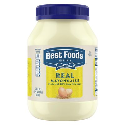 Best Foods Real Mayonnaise Mayo Jar For A Creamy Sandwich Spread or Condiment Gluten-Free, Made With 100% Cage-Free Eggs 30 oz