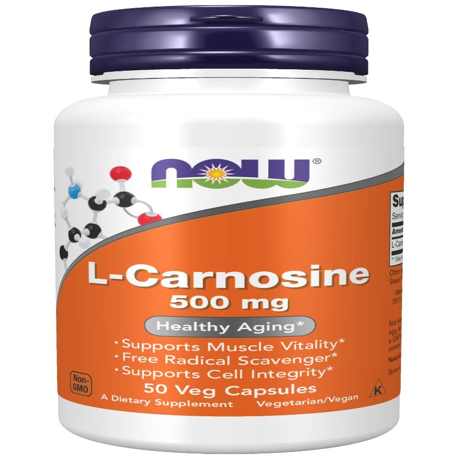 NOW Foods L-Carnosine 500mg 50 VegiCaps (Pack of 2)