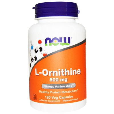 NOW Foods L-Ornithine 500 mg - 120 VegiCaps 2 Pack