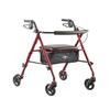 Medline Superlight Folding Aluminum Mobility Rollator Walker, Red, 250 lb. Weight Capacity, 6" Wheels, Adjustable Arms and Seat, Foldable Rolling Walker for Seniors view 1