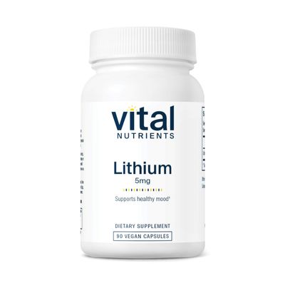 Vital Nutrients Lithium Orotate - Vegan Lithium Supplements for Memory, State of Mind, and Behavioral Health*- 5mg - Gluten, Dairy, Soy Free - 90 Capsules
