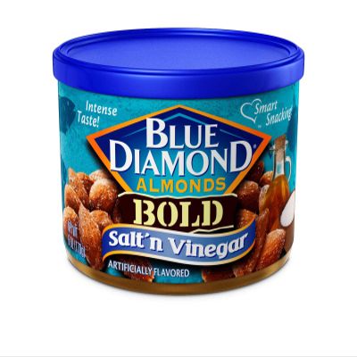 Blue Diamond Almonds Salt N' Vinegar Flavored Snack Nuts, 6 Oz Resealable Cans (Pack of 12)