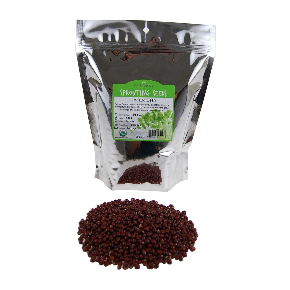 Handy Pantry Adzuki Sprouting Seed Mix - Organic - 2.5 Lbs Brand - Dried Adzuki Seeds for Sprouts, Cooking, Soup, Food Storage