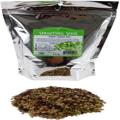 Bean Salad Sprouting Seed Mix  Organic  2.5 lb  Adzuki, Green Lentil & Radish Blend  for Home Sprouting, Salads, Soup & Food Storage