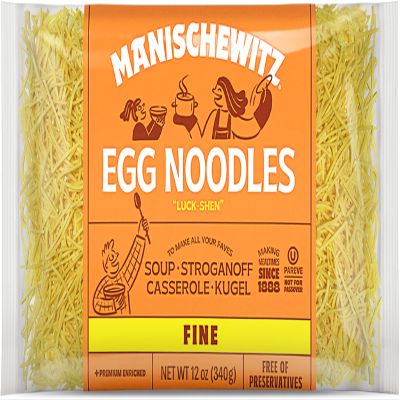 Manischewitz Traditional Fine Egg Noodles 12oz Bag (1 Pack) Certified Kosher for Year around Use (Not for Passover)