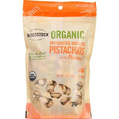 100% Organic Roasted Pistachios; No Salt