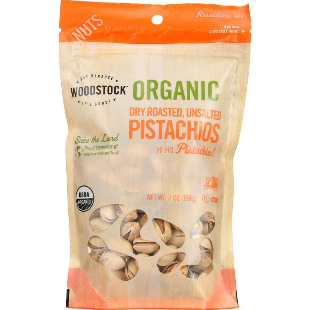 100% Organic Roasted Pistachios; No Salt