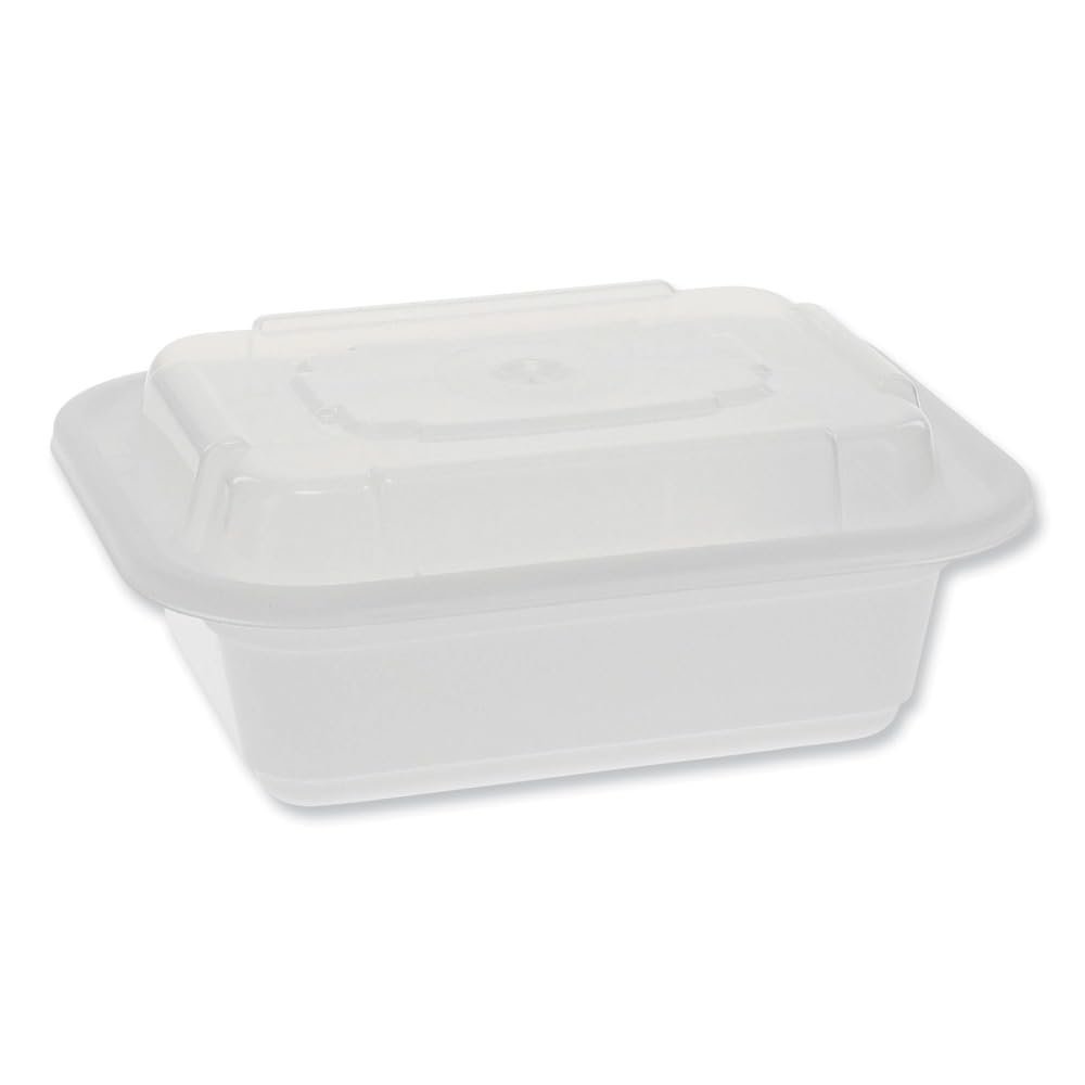 PACTIV NEWSPRING NC818W 12-OZ WHITE RECT W/LID (Case of 150)