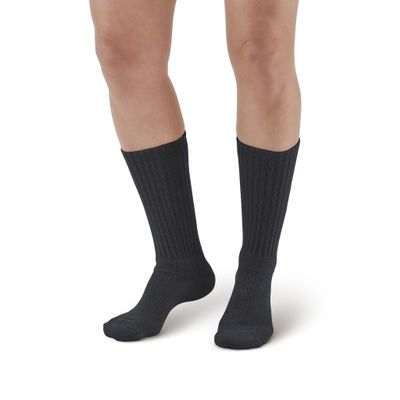 Ames Walker AW 190 E-Z Walker Plus Diabetic Crew Socks for Sensitive Feet 8-15 mmHg Black S