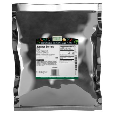 Frontier Co-op Juniper Berries Whole, 1lb Bulk Bag - Pure & Natural Dried Juniper Berries - Ideal for Juniper Berry Tea & Herbal Uses, Kosher