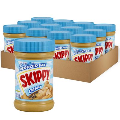 SKIPPY Reduced Fat Creamy Peanut Butter Spread, 16.3 Ounce (Pack of 12)