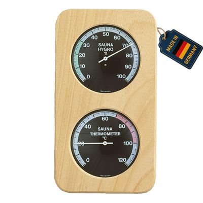 TFA Dostmann Sauna Thermo-Hygrometer Hair Synthetic 40.1004 Heat Resistant Solid Wood L 131 x W 34 x H 240 mm Black Wood