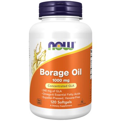 NOW Foods Supplements, Borage Oil 1000 mg with 240mg of GLA (Gamma Linolenic Acid), 120 Softgels
