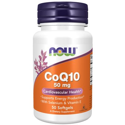 NOW Supplements, CoQ10 50 mg, with Selenium and Vit E, 50 Softgels