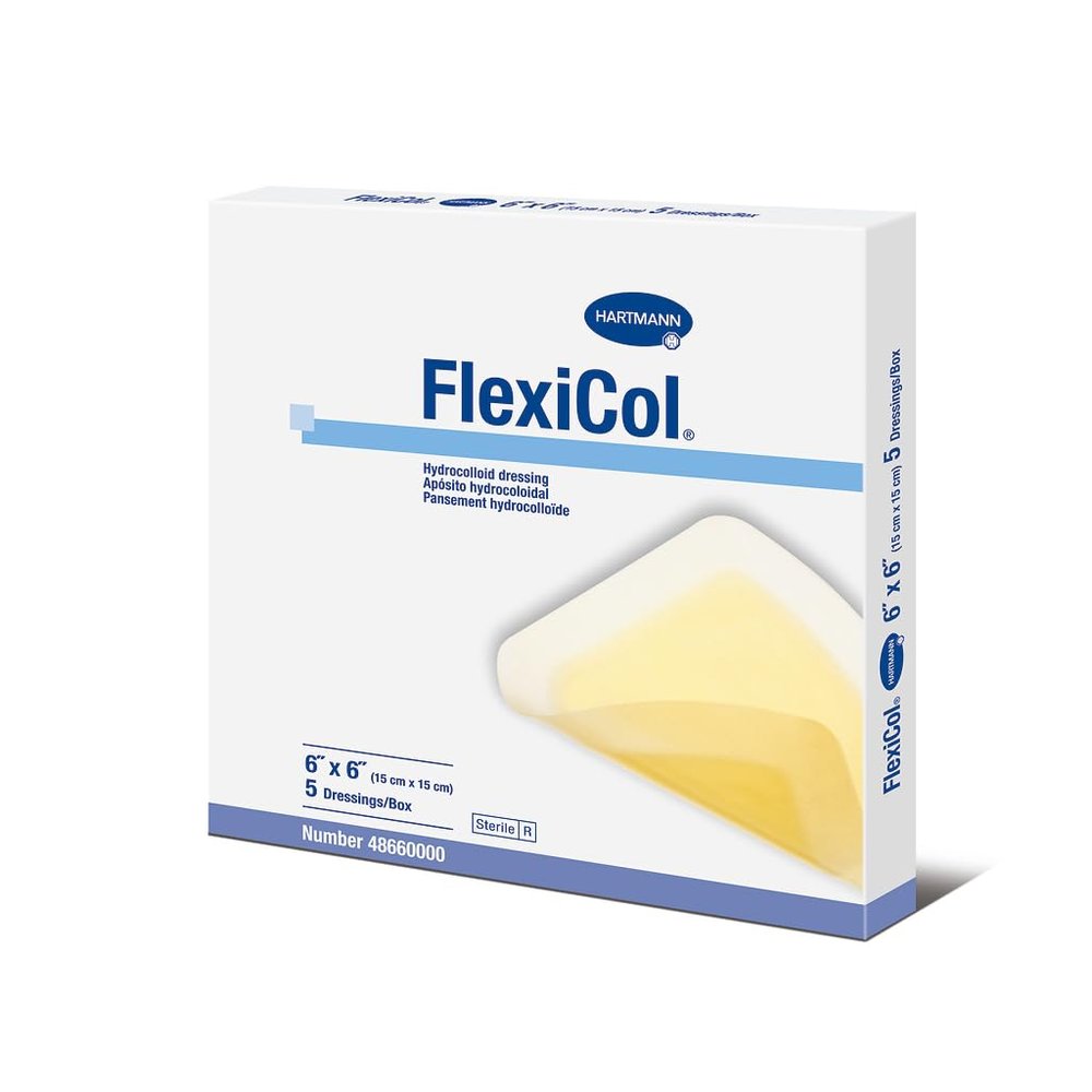 Conco Flexicol Hydrocolloid Dressing 5"X5" Pad 6"X6" Overall - Box of 5 - Model 48660000