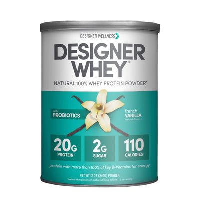 Designer Wellness, Designer Whey, Natural Whey Protein Powder with Probiotics, Fiber, and Key B-Vitamins for Energy, Gluten-Free, French Vanilla, 12oz