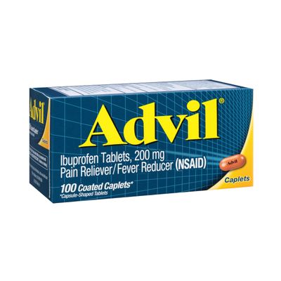 Advil Pain Reliever and Fever Reducer, Pain Relief Medicine with Ibuprofen 200mg for Headache, Backache, Menstrual Pain and Joint Pain Relief - 100 Coated Caplets
