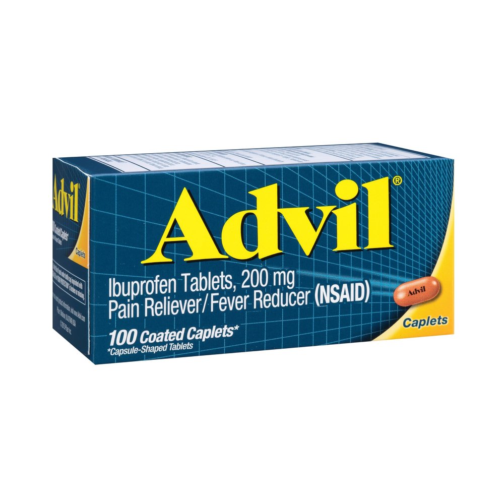 Advil Pain Reliever and Fever Reducer, Pain Relief Medicine with Ibuprofen 200mg for Headache, Backache, Menstrual Pain and Joint Pain Relief - 100 Coated Caplets