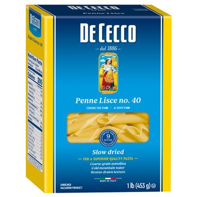 De Cecco Semolina Pasta, Penne Lisce No.40, 1 Pound